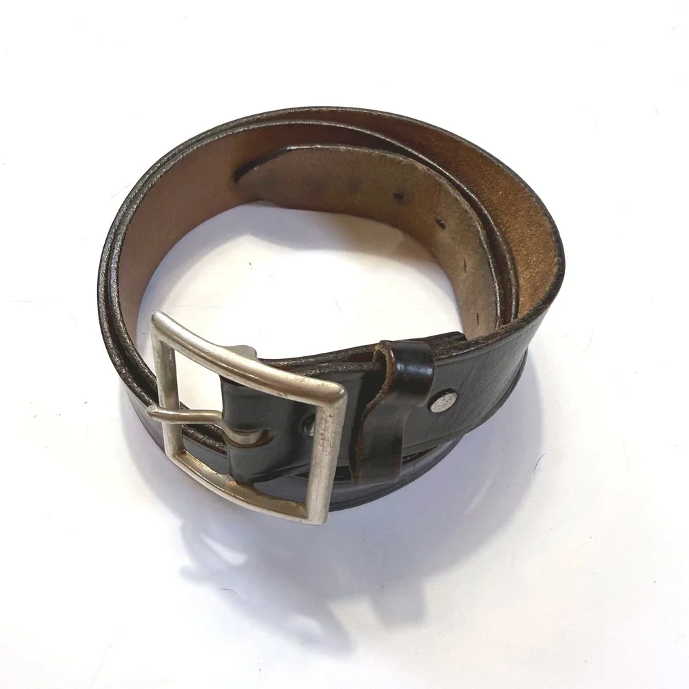 Brookfield Uniforms Mens Leather Belt Brown Silver Square Buckle  1.5in Sz 38